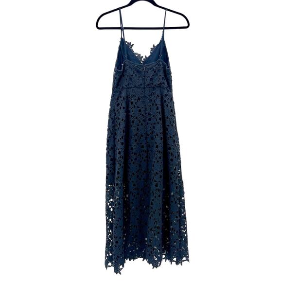 ASTR The Label Crochet Lace Dress Womens Small Navy Blue Pleated Front - Picture 4 of 10